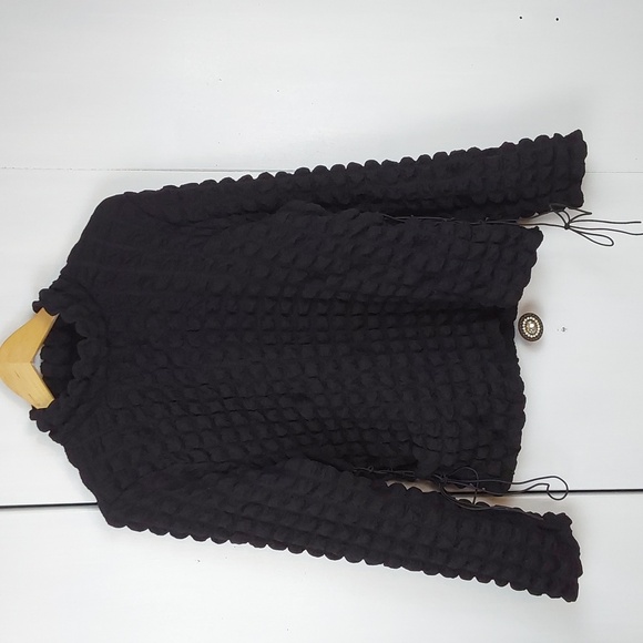 Jolie & Joy Black Textured Puffer Top Lace Up Sides Stretchy Edgy Sz.Xl - Picture 1 of 8